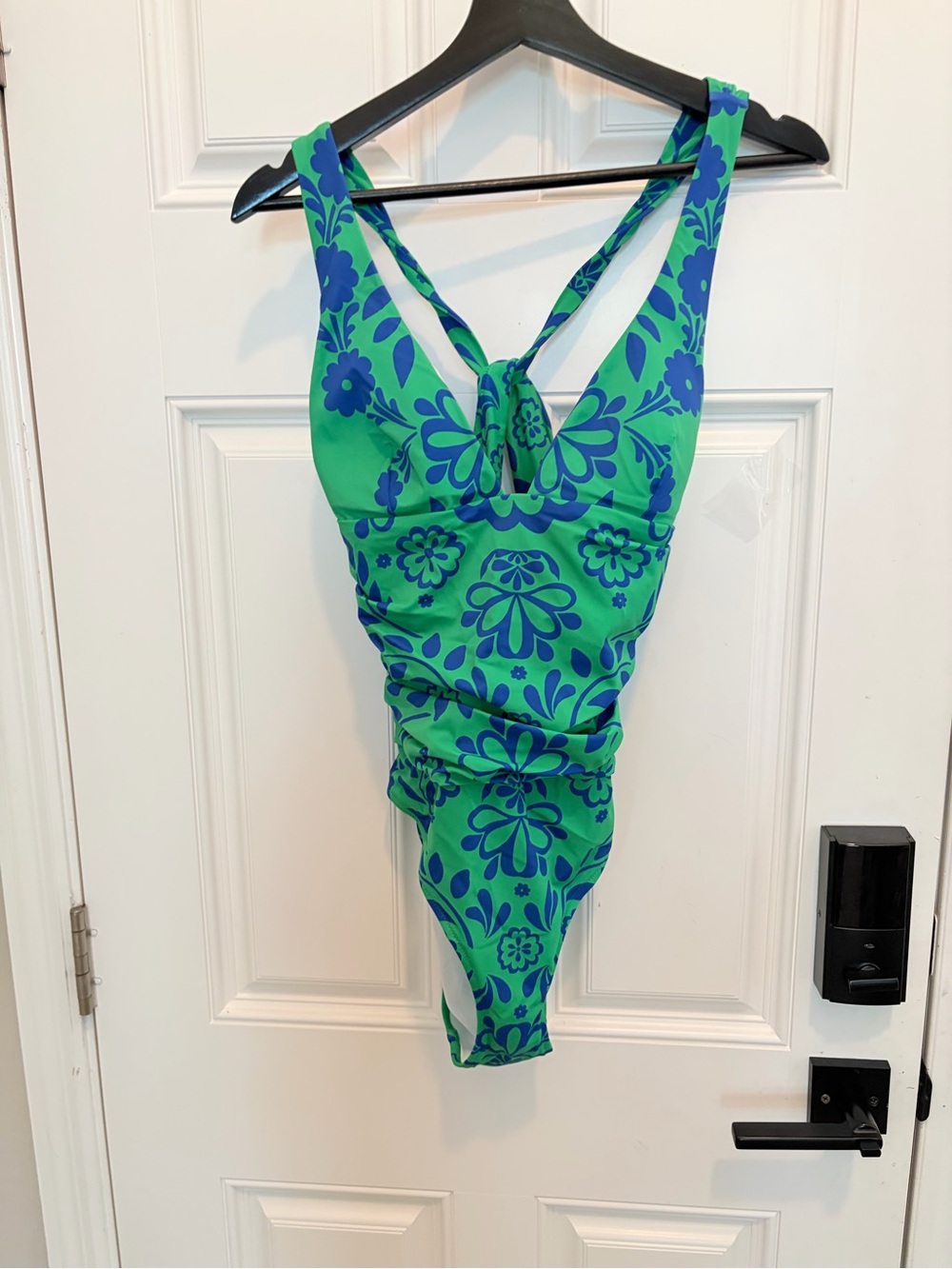 Boden Green Blue Floral Ruched One Piece Swimsuit US 10R